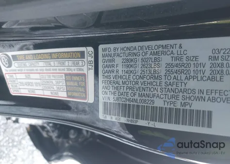 2022 Acura Rdx A-Spec Package z USA, uszkodzony, nr VIN 5J8TC2H64NL008229